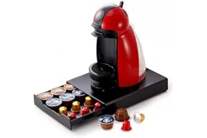 Meelio uchwyt na kapsułki do Nespresso, Dolce Gusto, Tchibo, Lavazza, 20 kapsułek, antypoślizgowe nóżki, szuflada z siatki, czarny, pojemnik na kapsułki (czarny)