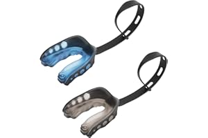 2 Farbe Mundschutz Gel Max Achort Athletics Mundschutz mit Riemen Sprechen möglich für American Football, Kampfsport, MMA, Boxen, Kickboxen, Hockey, Football Erwachsene (Schwarz und Blau)