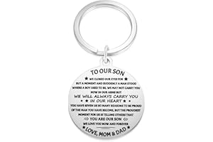 Aesnefe to Our Son Keychain Gifts from Mom and Dad, Mother to Son Father to Boys Birthday Christmas Graduation Jewelry Gift, Back to School Gift for Son from Parents, Metal, not known