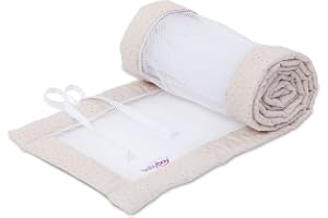 babybay nest meshroyal/spjälskydd för sidosäng/stötskydd för babysäng, lämplig för modell original, beige glitterprickar