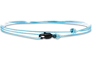 Made by Nami Tobilleras Fina para Hombres y Mujeres con Cierre de Mosquetón - Hecha a Mano - Joyería Marítima para Surfistas - Tela Minimalista - 100% Impermeable y Ajustable (Azul claro Negro)