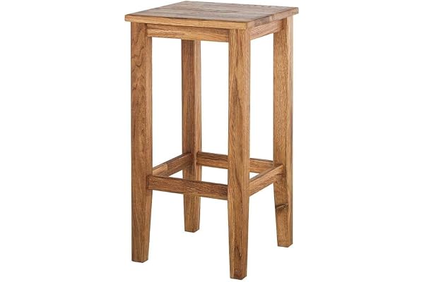 Dantawood Wooden Long Bar High Stool for Home Kitchen Stool Acacia Wood, Natural Brown Teak Finish- 24-Inch
