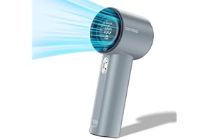 GOOJODOQ Ventilador de mano portátil, carga USB-C, batería de 4000 mAh, mini ventilador turbo de mano para viajes, al aire libre, camping (azul)