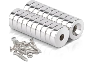 ‎FPMYB 20 Stück Magnete Stark Neodym Magnete Mit Loch 10x3-3 mm, Neodym Magnete Flach Klein Starke Magnete zum Anschrauben Rund Magnet mit Schrauben für Magnettafel Kühlschrank Magnetboard Küche Büro