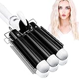 3 Barrel Hair Waver, Curling Iron 32mm Hair Curling Wand Ceramic Tourmaline Hair Curler with LCD Temp Display and Glove, Fast