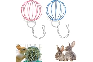 YUFANA Palla di Fieno 2 Pezzi Palla per Coniglio Giocattolo a Sospensione,Mangiatoia per Fieno,Palla di Fieno Alimentatore,per D'India Criceti Ratti Conigli Roditori