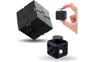 Steemjoey 2 Stück Anti Stress Spielzeug Fidget Toys Cube Toys Set, Infinity Cube Unendliche Flip Würfel zum Stressaubbau bei Nervösität, Fidget Toy Kleine Geschen für Kinder und Erwachsene - Schwarz