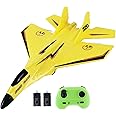 Colcolo RC Plane Foam RC Airplane with Light, 2x Time Easy to Control 28.5x21cm Outdoor ing Toys Jet Fighter Toys 2 Channel RC Glider for Beginner Adults，Yellow Pro