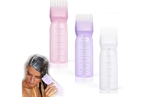 FCSNJH Botella aplicadora de 3 colores para el cabello, 160 ml, botella de aceite para el cabello, aplicador de aceite para el cuero cabelludo, aplicador de aceite para el cabello, botella aplicadora