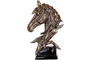 Hosoncovy, statuetta a forma di testa di cavallo, decorazione per la casa, in resina, decorazione per la casa, per soggiorno, scrivania, ufficio, studio, camera da letto, caffetteria, bar, colore: oro