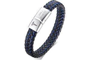 XUANPAI Free Custom Engraving Handmade Braided Bangle Magnetic Closure Leather Emergency Medical Alert ID Bracelets for Men