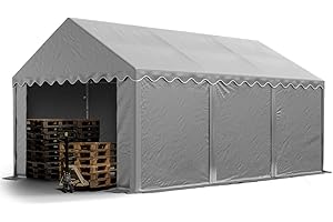 TOOLPORT Tendone deposito 4x6 m PVC 800 N impermeabile tenda capannone con telaio al suolo grigio