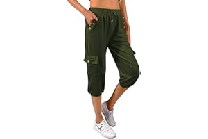 TOMEEK Pantacourt Femme D'été Pantalon 3/4 Casual Ample avec Quatre Poches Pantalon de Sport Femme 3/4 avec Cordon Pantalons de Survêtement de Yoga