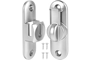 BPTRKOM 1 Pezzi Serratura per Porta Scorrevole- Chiusura per Serratura 90/180 Gradi Chiavistello per Porte ad Apertura Entrambi i Lati,Serratura Vintage per Cucine,Camera da Letto,Bagni(argento)