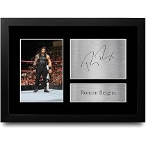 Cornice A3 Con Foto Firmata Stampata Di Roman Reigns – Memorabilia WWE Incorniciato, Idea Regalo Per Fan Del Wrestling