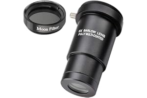 Starboosa 1.25-inch 5X Barlow Lens & Moon Filter Kit-for Telescope Eyepieces