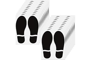 ‎YIKIADA YIKIADA Schwarz Bodenaufkleber mit Schuhabdrücke-Muster 8 × 18 cm Vinyl Selbstklebend Bodenmarkierungen Abdruck Wasserdicht Boden Aufkleber 20 Blatt