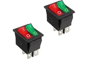 HUAREW - Interruptor basculante doble para barco, encendido/apagado SPST 4 pines 4 posiciones, interruptor basculante rojo/verde AC 250 V/16 A, 125 V/20 A, KCD2-101