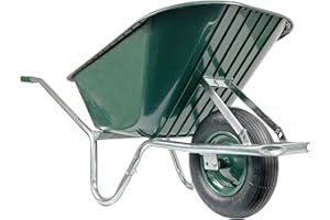 Matrix Brouette 100 l - 250 kg - Galvanisé - Grande brouette de Jardin - Brouette en Plastique - Vert - Cadre galvanisé - Jante en métal avec roulement à Billes - Léger et Stable