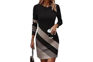 ZRYAZQ Sweatkleid Damen Langarm Ohne Kapuze Pulloverkleid Damen Oversize Elegant Winterkleid Kurz Farbblock Sweatshirtkleid Winter Herbstkleid Kurz Sweatshirt Kleider Longpullover Lässig Pullikleid