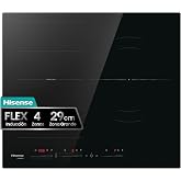 Hisense HI6352BSCE &ndash; Flex Ceramic Hob, Integratable, Width 59 cm | AlxWxFn 5.3x59x52cm, 3Fire, Black Glass, Large Zone 29cm,