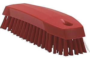 Vikan 35874 Hand-Held Scrub Brush, Polypropylene, Polyester Bristle, 7", Red