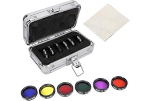 GAESHOW 1.25 inches Telescope Filter CPL Filter, Telescope Eyepiece lens Filter kit, 6 Color Filters Set(Red Orange Yellow Green Blue Purple) with Storage Box for Colorful Planetary Moon Observing