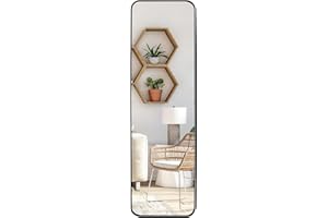 EXYGLO 120x35cm Espejo de Cuerpo Entero Antideflagrante con Marco de Aluminio, Espejo Rectangular Grande Montado en la Pared o Colgado sobre la Puerta para Entrada Dormitorio Salón Armario