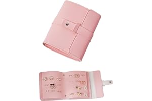 Lrikas Porta Orecchini Organizer, Porta Gioielli da Libro Portagioie da Viaggio, Rotolo Portagioielli Pieghevole Porta Gioielli Donna (Rosa)