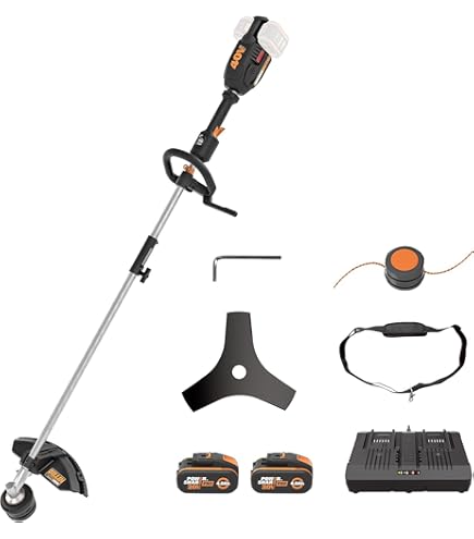 WORX WG084E.9 - Guadaña Inalámbrica 40 V - Motor Sin Escobillas - Diámetro De Corte De 15.0 In Y Diámetro De Hoja De 10.0 In - Dos Asas - Sistema De
