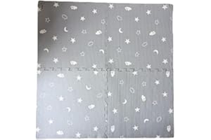 AMARI BARGAINS Interlocking Floor Mats Soft Foam Exercise, Mats Non slip Rubber Cushion Puzzle EVA tiles Waterproof Gym Fitness Garage Home Office Workout Yoga Size 60 cm x 60 cm (Grey Stars, 32Sq Ft-8)
