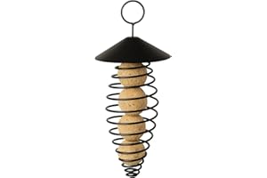 Flamingo Mangiatoia per Uccelli – Porta-Palline di Grasso – Lovis Nero – 18 cm – Metallo Resistente alle intemperie – Struttura a Spirale – Gancio in Metallo