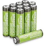 Amazon Basics - Batterie AAA ricaricabili, ad alta capacità, 850 mAh, NiMH, pre-caricate, confezione da 12