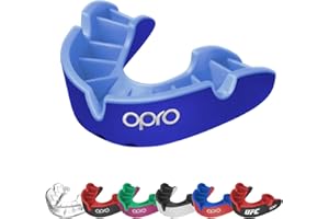 OPRO Protector bucal deportivo Silver Level para adultos y niños con estuche, protector bucal con tecnología de ajuste revolucionaria para hockey, rugby, boxeo y otros deportes de contacto