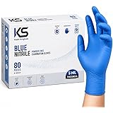 KS Powder Free Nitrile Hand Gloves, Food Grade, Made in Malaysia (Medium, Blue, Box of 80), Pack of 1: 