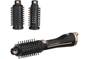 Rowenta Ultimate Experience CF9620 Professional Air Shaping Brush with Programs, Natural Bristles, Rotation and Removable Back Grid, Black and Copper