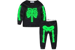 Mud Kingdom Halloween Niños Esqueleto Traje Conjuntos de Pijamas Disfraz de Esqueleto para Chico Que Brilla en la Oscuridad