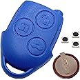 VL2330 Battery Pre-Installed Blue Key Fob Shell for Ford Transit MK7/Connect 3 Button Remote Key Case with 3*Micro Switches, Replacement for Ford Transit Custom/Keyless Entry Fob 2014-2023