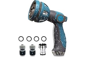 ZUMLLOMA Pistola de Riego para Manguera Jardin, Pistola Manguera Jardin con Regulación de Caudal y 10 Formas de Riego, Pistola Jardin Metal para Limpieza de Automóvil, Riego del Césped