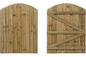 ARBOR GARDEN SOLUTIONS Featheredge Arch top, Wooden Garden and Side Gates (v3)(H-1200, W-900, Natural (Light Green) Finish)