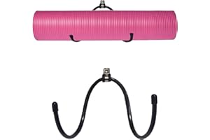 AUXPHOME Support mural réglable en métal, support de rangement mural pour traversin de yoga,tapis d’exercice, blocs de yoga, serviette de tapis de yoga, sangle de transport, tapis de yoga, rouleau en mousse
