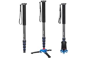 Koolehaoda Aluminiowy monopod do aparatu ze zdejmowaną podstawą statywu: noga 5-częściowa, maks. 168 cm dla aparatów DSLR, ładowność do 7 kg