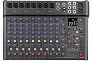 Weymic B-Series Professioneller Mixer für Aufnahme von DJ-Bühne, Karaoke-Musik, mit USB-Laufwerk für Computeraufnahme-Eingang, XLR-Mikrofonbuchse, 48 V Leistung, Cinch-Ausgang für professionelle