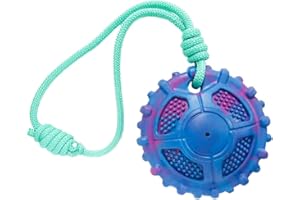 TONGKTAI Juguete de cuerda para perros chirriantes para masticadores agresivos, juguete de goma resistente para masticar, juguetes interactivos para perros medianos y grandes