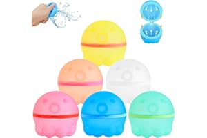 GIUGIO Globos de Agua Reutilizables, 6 Piezas Bolas de Agua Recargables para Niños y Adultos, Globo de Agua in Silicona, Juguetes de Verano Aptos para Exteriores, Piscina, Playa y Fiestas Acuáticas