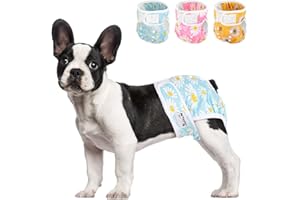 SlowTon Couche de Chien Lavable, 3 Pièces Sans Fuite, Confortable et Réutilisable, Avec Boucle Réglable, Pour Femelle, Miction Irritante à Haute Température