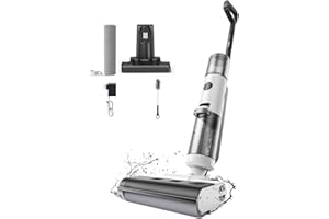 JONR Aspirapolvere a batteria, umido e asciutto, ED12, senza fili, funzione autopulente, aspirapolvere bagnato 30 minuti, autonomia, spazzola per la pulizia dei bordi per pavimenti duri, peli di