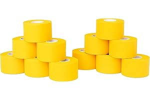 Cinta adhesiva deportiva Tape 3,8cm x 10m. Pack de 12 unidades. Tape ideal para deporte, rehabilitacion y fitness. Marca Vendari (Amarillo)