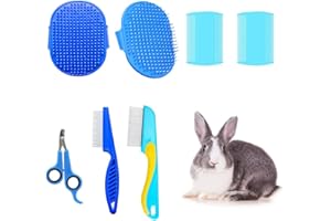 WOYOUS Kaninchen Pflegebürste, Kleines Haustierhaar Bürsten Kit Bürste, Massagebürste Häschen-Nagelknipser Kleines Haustier-Pflegebürsten Kit für Katzen, Welpen, Kaninchen, Hamster(Blau)