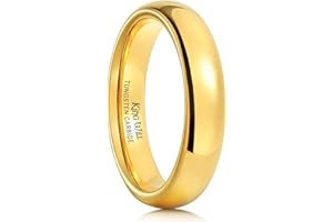 King Will GLORY Men's 4mm 6mm 8mm Gold RoseGold Plated High Polished Comfort Fit Domed Tungsten Carbide Ring Wedding Band
